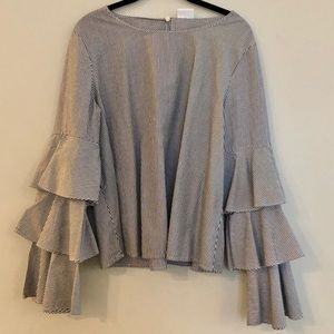 Blouse with ruffle bell sleeves